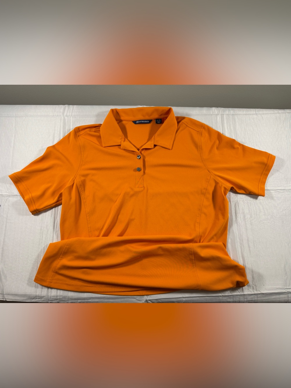 Cutter and Buck Mens Orange Short-Sleeve Polo